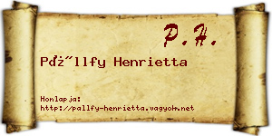 Pállfy Henrietta névjegykártya